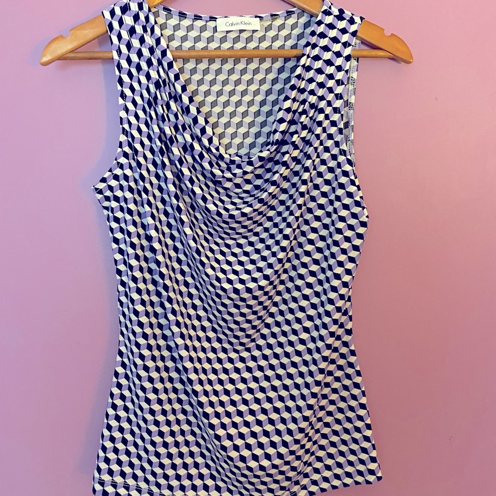 Calvin Klein small sleeveless top , geometric print.